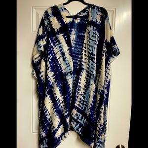 One size blue tie dyed kimono